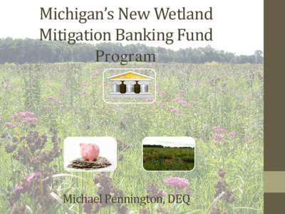 Michigan’s New Wetland Mitigation Banking Fund Program Michael Pennington, DEQ