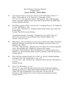 Jenks Collection of Adventual Materials Prophetic Charts Aurora University – Aurora, Illinois #1  A Chronological Chart of the Visions of Daniel & John[removed]Chart]. Boston: J. V.