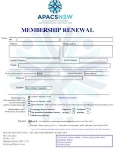 MEMBERSHIP RENEWAL ABN[removed]Name Mr