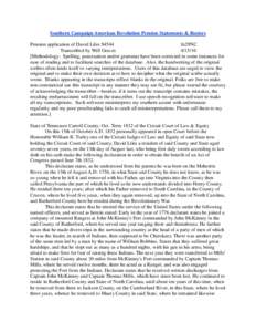 Southern Campaign American Revolution Pension Statements & Rosters Pension application of David Liles S4544 fn29NC Transcribed by Will Graves[removed]Methodology: Spelling, punctuation and/or grammar have been corrected