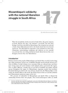 Mozambique’s solidarity with the national liberation struggle in South Africa By Alda Romão Saúte Saíde