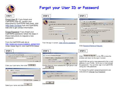 Forgot your User ID or Password STEP 1 STEP 2  STEP 3