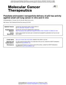 Author Manuscript Published OnlineFirst on January 30, 2013; DOI:[removed].MCT[removed]Author manuscripts have been peer reviewed and accepted for publication but have not yet been edited. Poly(beta-aminoester) n