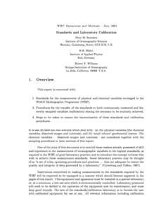 W H P Operation s an d M eth od s { Ju ly 1991 Standards and Laboratory Calibration Peter M. Saunders Institute of Oceanographic Sciences Wormley, Godalming, Surrey GU8 5UB, U.K