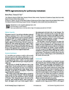 Masters of Cardiothoracic Surgery  VATS segmentectomy for pulmonary metastasis