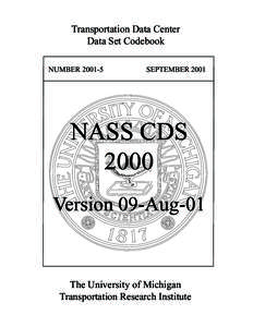 Transportation Data Center Data Set Codebook NUMBERSEPTEMBER 2001