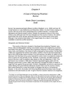 Cook and Olson Lounsbery, forthcoming - Do Not Cite Without Permission  Chapter # A Case of Enduring Rivalries: Burma Marie Olson Lounsbery