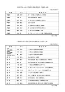 一般財団法人成田国際空港振興協会 評議員名簿  役職 評議員 評議員 評議員