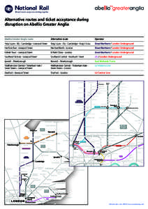 Alternative routes and ticket acceptance during disruption on Abellio Greater Anglia Abellio Greater Anglia route  Alternative route