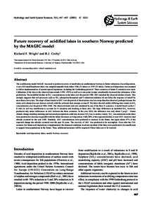 Hydrology and Earth System Sciences,Future 7(4), 467EGU recovery of acidified©lakes