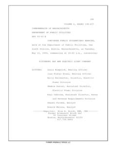 198 VOLUME 2, PAGES[removed]COMMONWEALTH OF MASSACHUSETTS DEPARTMENT OF PUBLIC UTILITIES DPU[removed]A CONTINUED PUBLIC EVIDENTIARY HEARING,