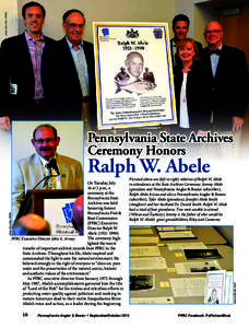 photo-Don Giles, PHMC  Pennsylvania State Archives Ceremony Honors  Ralph W. Abele
