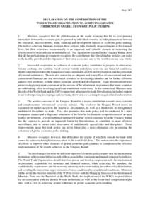 Page 387  DECLARATION ON THE CONTRIBUTION OF THE WORLD TRADE ORGANIZATION TO ACHIEVING GREATER COHERENCE IN GLOBAL ECONOMIC POLICYMAKING