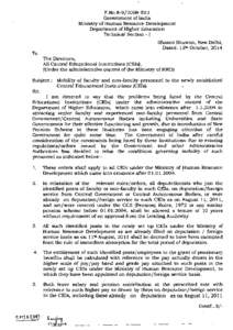 F.No[removed]TS.I Government of India Ministry of Human Resource Development Department of Higher Education Technical Section - I Shastri Bhawan, New Delhi,