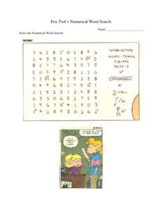 Fox Trot’s Numerical Word Search Name _______________________ Solve the Numerical Word Search: 