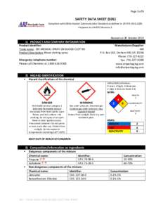 Page 1 of 5  SAFETY DATA SHEET (SDS) Compliant with OSHA Hazard Communication Standard as defined in 29 CFRPrepared to UN-GHS Revision 3.