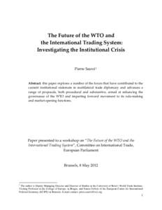 The WTO beyond Doha: thinking ahead