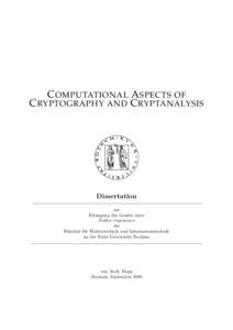 Computational Aspects of Cryptography and Cryptanalysis