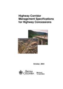Highway Corridor Management Specifications for Highway Concessions - October 2004
