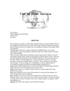 City Council Regular Meeting and Workshop April 3, 2001 City Hall  MINUTES