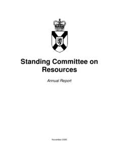 Standing Committee on Resources Annual Report November 2000