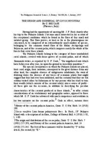 The Philippines Journal of Science, C, Botany. Vol XII, No. 1, January, [removed]THE ORIGIN AND DISPERSAL OF COCOS NUCIFERA By O. BECCARI (Florence, Italy) Having had the opportunity of meeting Mr. J. F. Rock shortly after