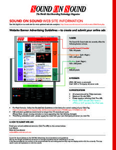 The World’s Best Recording Technology Magazine  SOUND ON SOUND WEB SITE INFORMATION See link (right) on our web site for most updated web site analytics: http://www.soundonsound.com/information/WebStats.php  Website Ba