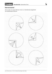 Grundschule Geometrie-Ecke  Sternenviertel Hier wurden von sechs Sternen immer nur Viertelstücke abgebildet. Vervollständige die Sterne.