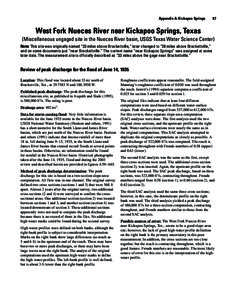 Appendix A: Kickapoo Springs   87  West Fork Nueces River near Kickapoo Springs, Texas (Miscellaneous ungaged site in the Nueces River basin, USGS Texas Water Science Center) Note: This site was originally named “3