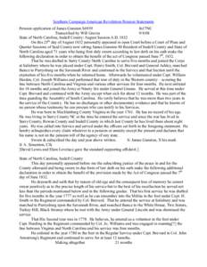 Southern Campaign American Revolution Pension Statements Pension application of James Gunston S6939 fn17NC Transcribed by Will Graves[removed]State of North Carolina, Iredell County: August Session A.D. 1832