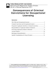 Consequences of Criminal Convictions for Occupational Licensing