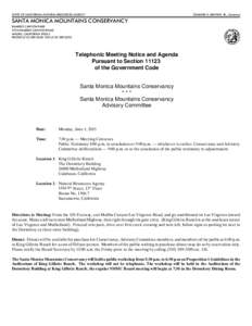 STATE OF CALIFORNIA—NATURAL RESOURCES AGENCY  EDMUND G. BROWN, JR., Governor SANTA MONICA MOUNTAINS CONSERVANCY RAMIREZ CANYON PARK