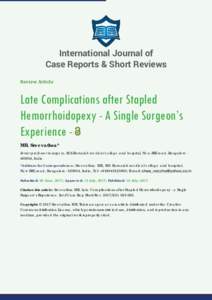 Late Complications after Stapled Hemorrhoidopexy - A Single Surgeon’s Experience