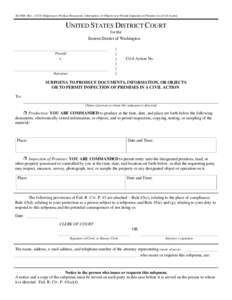 Subpoena / Federal Rules of Civil Procedure / Deposition / Subpoena duces tecum / Doe v. 2themart.com Inc. / Law / Legal documents / Discovery