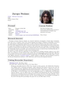 Jacopo Staiano UPMC - Sorbonne Universit´es LIP6 4 Place Jussieu, Paris France