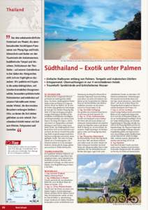 Thailand  Das eher unbekannte dörfliche Hinterland von Phuket, die atemberaubenden Karstklippen-Panoramen von Phang Nga und Krabi, Schnorcheln und Baden vor den Trauminseln der Andamanensee,