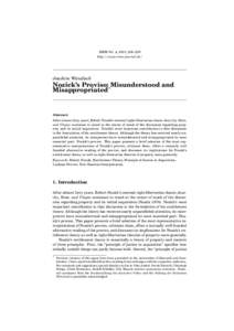 RMM Vol. 4, 2013, 205–220 http://www.rmm-journal.de/ Joachim Wündisch  Nozick’s Proviso: Misunderstood and