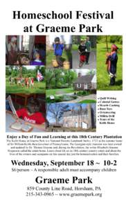 Homeschool Festival at Graeme Park Quill Writing  Colonial Games  Hearth Cooking