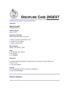 Discipline Case Digest Index  Law Society Home Page Case[removed]REMI CECIL SMITH