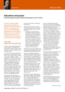 REFLECTION  Hedley Beare Education and prayer What every student should know about God and prayer in the 21st century