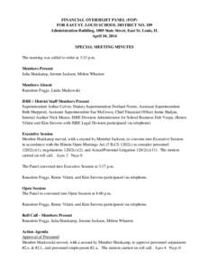 East St. Louis School District 189 Financial Oversight Panel special meeting minutes - April 10, 2014