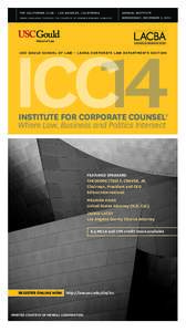 THE CALIFORNIA CLUB – LOS ANGELES, CALIFORNIA 	  ANNUAL INSTITUTE WEDNESDAY, DECEMBER 3, 2014  ICC14