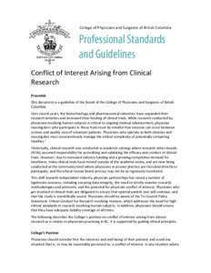 Conflict of Interest Arising from Clinical Research