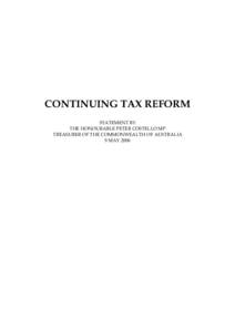 Treasury Ministerial Statement - Continuing Tax Reform