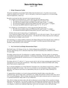 State-Aid Bridge News August 7, 2008 • Bridge Management Update