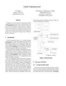 ClawZ: Control laws in Z R. Arthan Lemma 1 Ltd, UK [removed]  Abstract