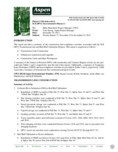 5020 Chesebro Road, Suite 200, Agoura Hills, CA[removed]Tel[removed], Fax[removed], www.aspeneg.com PROJECT MEMORANDUM SCE DPV2 TRANSMISSION PROJECT To: