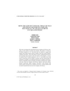 J. EDUCATIONAL COMPUTING RESEARCH, Vol[removed], 2007  BEING THE SAME ISN’T ENOUGH: IMPACT OF MALE AND FEMALE MENTORS ON COMPUTER SELF-EFFICACY OF COLLEGE STUDENTS IN IT-RELATED FIELDS*