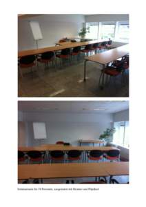 Seminarraum für 18 Personen, ausgestattet mit Beamer und Flipchart   