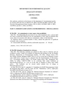 DEPARTMENT OF ENVIRONMENTAL QUALITY AIR QUALITY DIVISION AIR POLLUTION CONTROL (By authority conferred on the director of the department of environmental quality by sections 5503 and 5512 of 1994 PA 451, MCL[removed]and